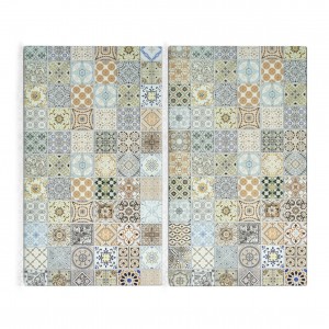 Set 2 placi din sticla, protectie plita, Mosaic Multicolor, L30xl52 cm