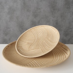 Set 2 platouri decorative Geometrical Natural, Ø39xH3 cm / Ø28xH2,5 cm