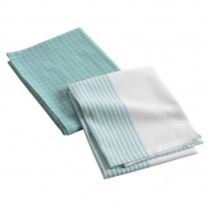 Set 2 prosoape de bucatarie din bumbac, Safia I Verde Mint / Alb, 50 x 70 cm
