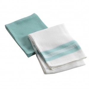 Set 2 prosoape de bucatarie din bumbac, Safia II Verde Mint / Alb, 50 x 70 cm