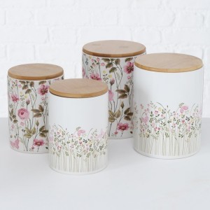 Set 2 recipiente din ceramica pentru depozitare Rosalie Multicolor, Modele Asortate, Ø14xH19 cm / Ø12xH16 cm