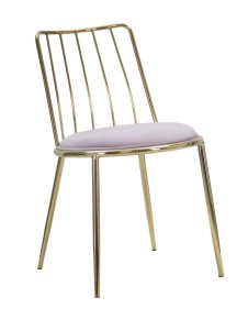 Set 2 scaune din metal, tapitate cu stofa Lodovic Rose / Auriu, l45xA50xH80 cm