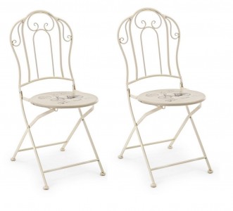 Set 2 scaune pliabile de gradina / terasa din metal Bike Crem, l38,5xA46xH93 cm