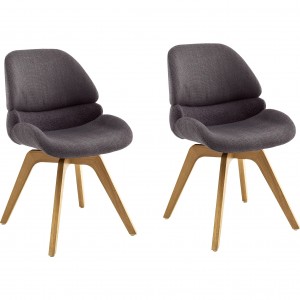 Set 2 scaune rotative tapitate cu stofa si picioare din lemn, Henderson Antracit / Stejar, l52xA65xH85 cm