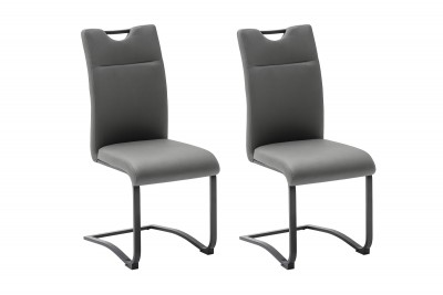 Set 2 scaune tapitate cu stofa si picioare metalice, Zapara Antracit / Negru, l45xA60xH102 cm