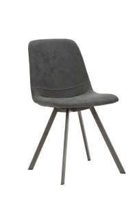 Set 2 scaune tapitate cu stofa, cu picioare metalice Arkansas Dark Grey, l45xA57,5xH86,5 cm