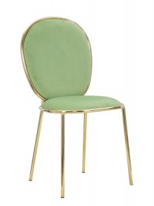 Set 2 scaune tapitate cu stofa, cu picioare metalice Emily Verde deschis / Auriu, l44xA50xH90 cm