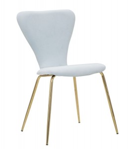 Set 2 scaune tapitate cu stofa, cu picioare metalice Simple Albastru deschis / Auriu, l45xA50xH80 cm