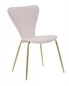 Set 2 scaune tapitate cu stofa, cu picioare metalice Simple Rose / Auriu, l45xA50xH80 cm