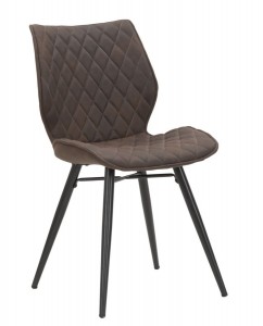 Set 2 scaune tapitate cu stofa cu picioare metalice Sedia Underground Brown, l47,5xA58xH84,5 cm