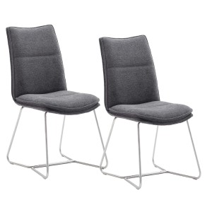 Set 2 scaune tapitate cu stofa si picioare metalice, Hampton II Antracit / Crom, l48xA65xH94 cm