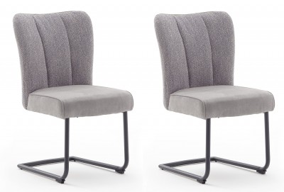 Set 2 scaune tapitate cu stofa si picioare metalice, Santiago B Swing, Gri / Negru, l53xA64xH93 cm