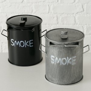 Set 2 scrumiere din metal Lixo Gri / Negru, L18xl17xH18 cm