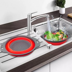 Set 2 strecuratori pliabile din silicon, Pepper Rosu / Gri inchis, Ø19,2xH3-8 cm / Ø24xH3-9 cm 