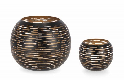 Set 2 suporturi metalice pentru lumanari, Sephora Negru, Ø10xH8 cm / Ø17xH14 cm