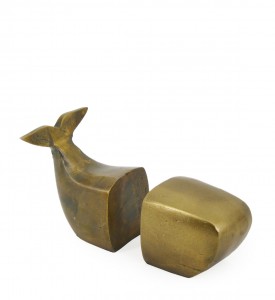 Set 2 suporturi pentru carti din aluminiu, Whale Bronz Antichizat, l20xA7xH15 cm