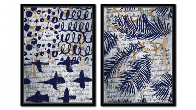 Set 2 tablouri pe metal striat argintiu Bucket List 