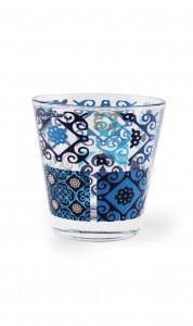 Set 3 pahare pentru apa, din sticla, 250 ml, Ø7,4xH8,2 cm, Maiolica Albastru