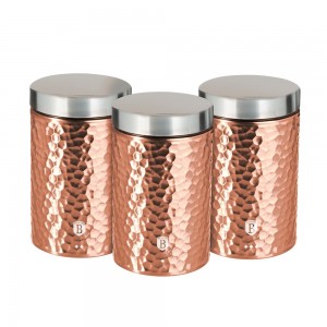 Set 3 recipiente pentru condimente, din otel inoxidabil, Ø11xH17,8 cm, Metallic Line Rose Gold