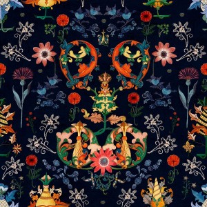 Set 3 role Tapet Imprimat Digital Transylvania Folk in Blue