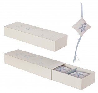 Set 3 saculeti parfumati si cutie cadou Ocean Alb / Albastru, L26xl8,5xH4,5 cm