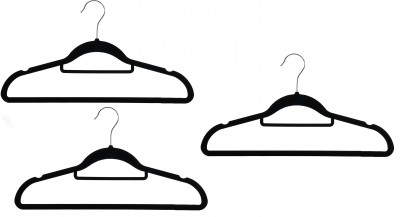 Set 3 umerase din ABS si catifea, Satin Negru, l45xH24 cm