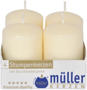 Set 4 Lumanari cilindrice Vanilie Crem, Ø4xH6,2 cm