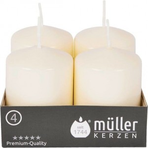 Set 4 lumanari stalp Blacky Crem, Ø4,8xH6,2 cm