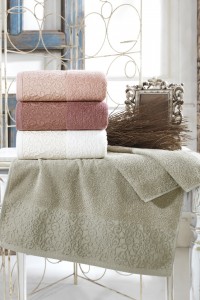 Set 4 prosoape baie din bumbac, Lyuda Multicolor, 45 x 90 cm