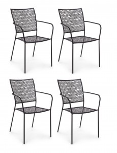 Set 4 scaune de gradina / terasa din metal Jodie Antracit, l57xA55xH89 cm