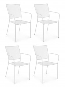 Set 4 scaune de gradina / terasa din metal Kristen Alb, l57xA55xH89 cm