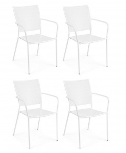Set 4 scaune de gradina / terasa din metal Wendy Alb, l55xA55xH88 cm
