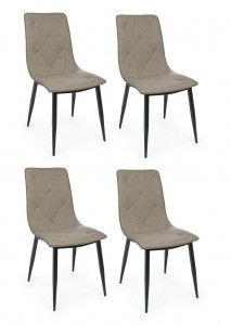 Set 4 scaune tapitate cu piele ecologica si picioare metalice Victor Grej / Negru, l63xA47xH91 cm