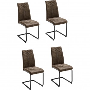 Set 4 scaune tapitate cu stofa si picioare metalice, Aosta Maro / Negru, l42xA59xH95 cm