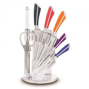 Set 5 cutite cu suport si accesorii Steel Multicolor