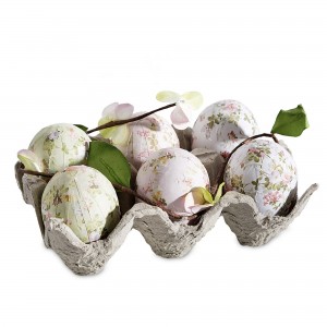 Set 6 oua decorative in cofrag Complet Easter Multicolor, L14xl10xH6 cm