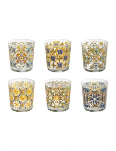 Set 6 pahare din sticla Medicea Multicolor, Ø8,5xH9 cm