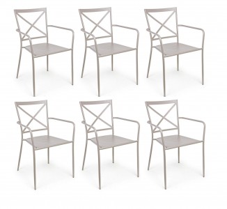 Set 6 scaune de gradina / terasa din metal Avia Gri Deschis, l55xA56xH84 cm