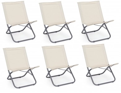 Set 6 scaune pliabile de gradina / terasa din metal si material textil, Ocean Crem / Gri, l63xA47xH67 cm