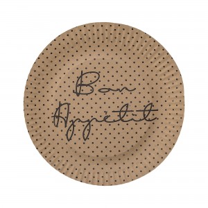 Set 8 farfurii din carton, Bon appetit Maro, Ø23 cm