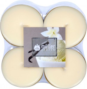 Set 8 lumanari parfumate tip pastila Maxi Vanilie Crem, Ø5,7xH2,2 cm