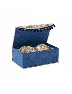 Set cesti cu farfurioare din portelan, in cutie cadou, Medicea Multicolor, 60 ml, 4 piese