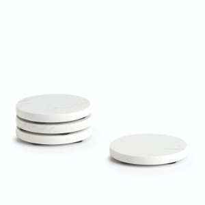 Set coastere, Modern Alb, 4 piese, Ø9,5xH1 cm