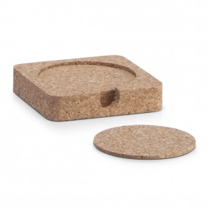 Set coastere Natural Brown, din pluta, 7 piese