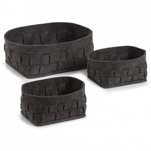 Set cosuri pentru depozitare Cozy II, din pasla, 3 piese, Anthracite
