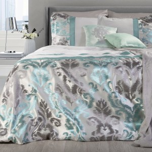 Set cuvertura si fata de perna Betty Grey / Mint, 170 x 210 cm