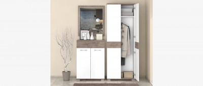 Set de mobila hol din pal, 3 piese, Azur III Alb / Stejar Nebraska Inchis