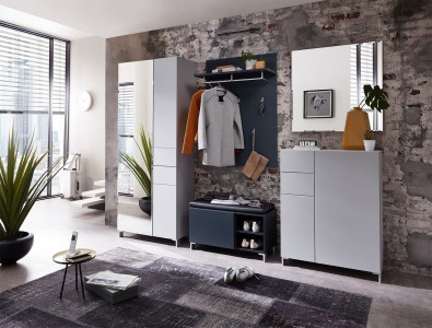 Set de mobila hol din MDF, 5 piese Kalis Gri / Antracit