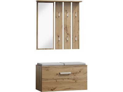 Set de mobila hol din pal, 2 piese, Peer-001 Stejar Wotan