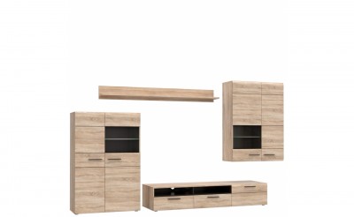 Set de mobila living din pal, 4 piese Combo Small Sonoma Oak